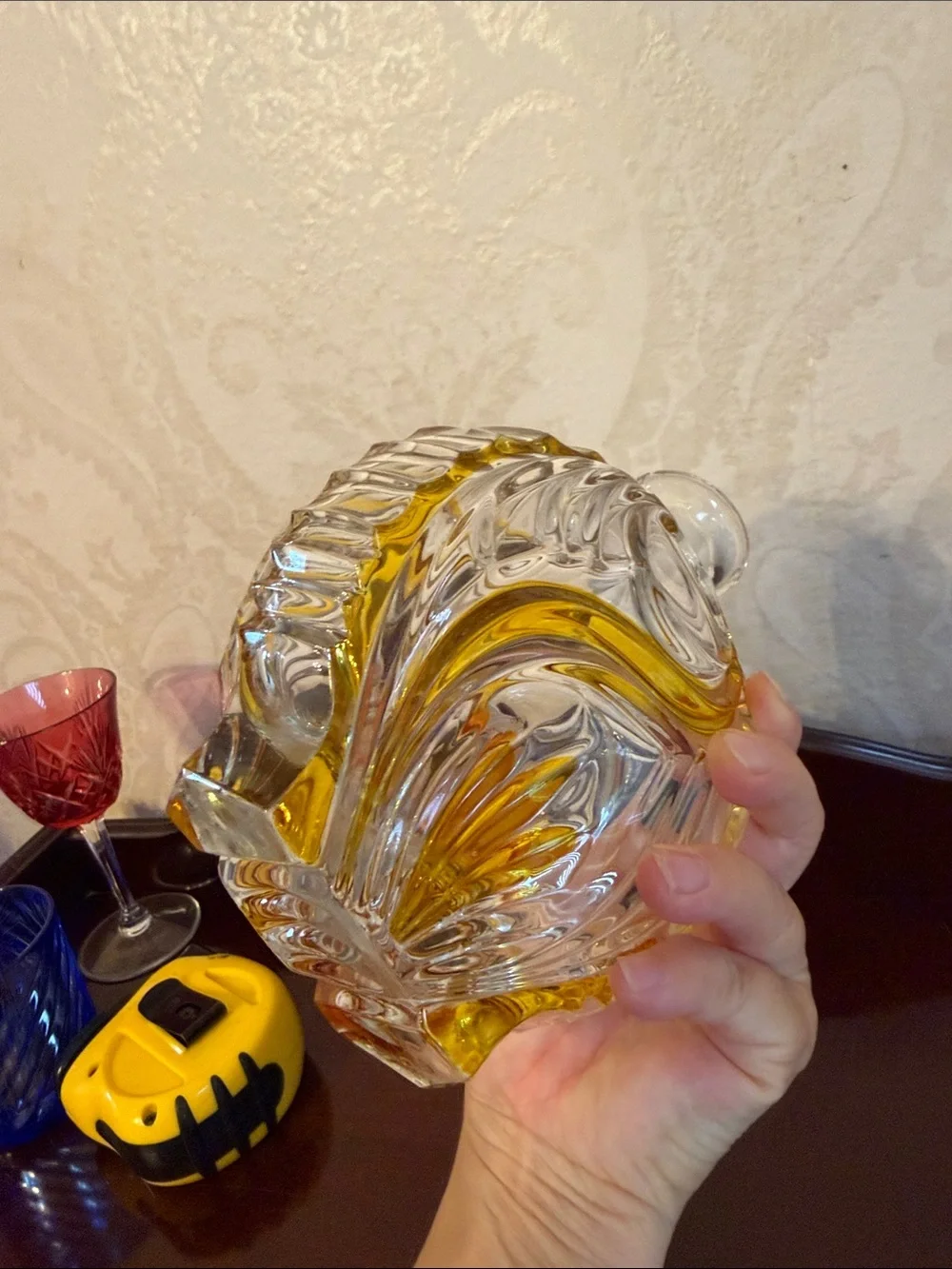 Decorative cut to clear  Glass Decanter bottle